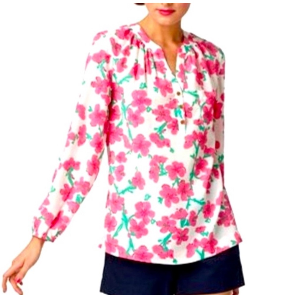 Lilly Pulitzer Floral Alima Blouse. Sz M